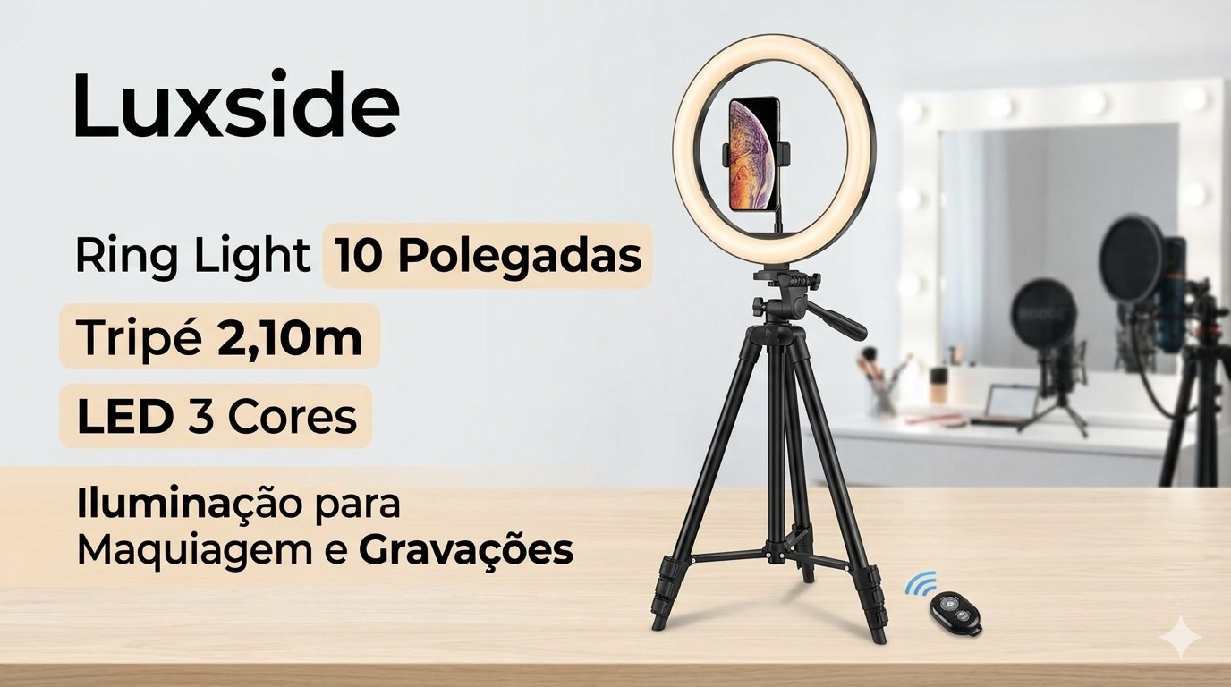 Ring Light 10 Polegadas com Tripé 2,10: cera que presta?