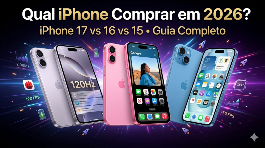 Qual iPhone Comprar em 2026? Comparação iPhone 17, 16 e Modelos Anteriores