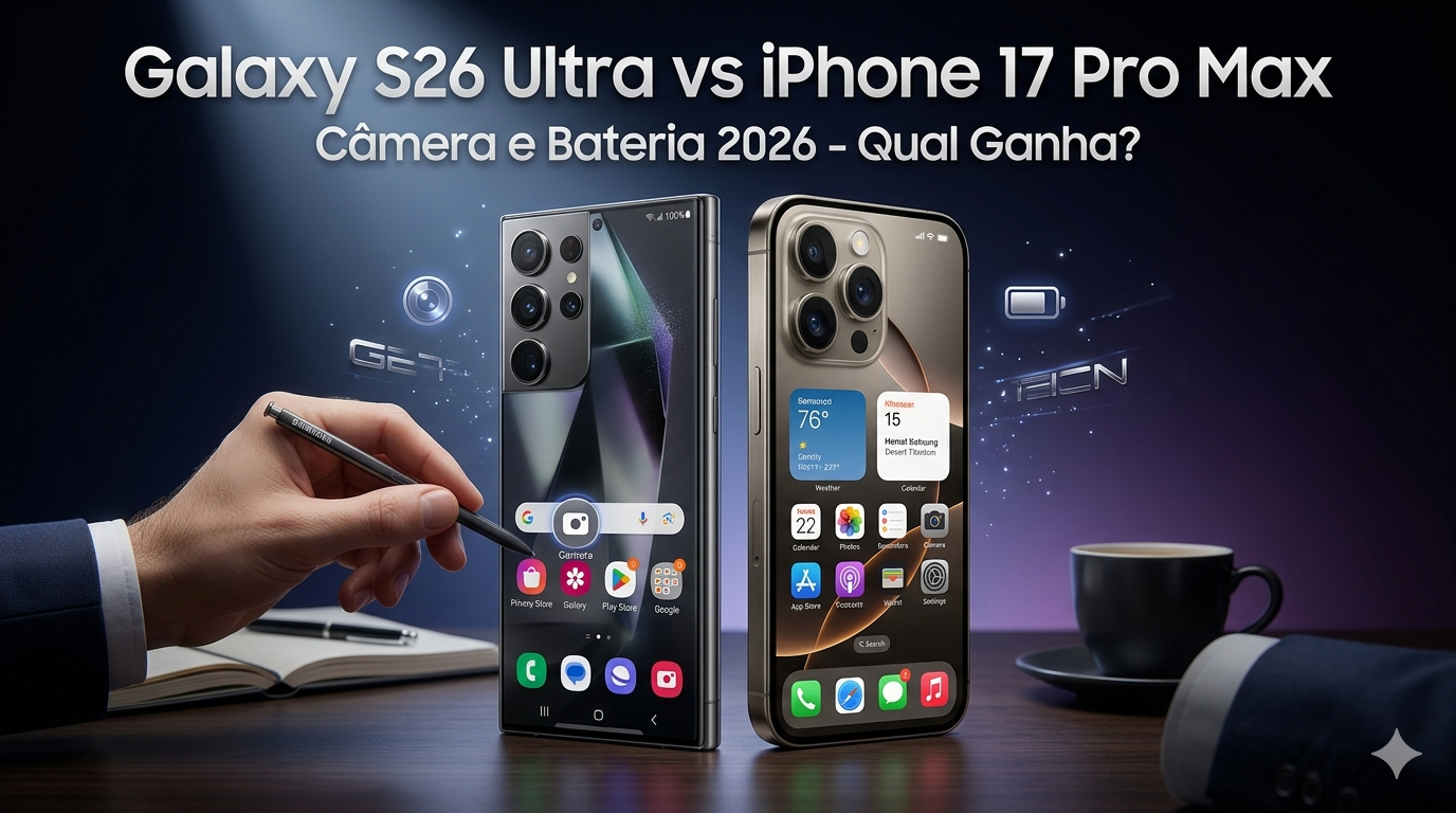 iPhone 17 Pro Max vs Galaxy S26 Ultra Câmera e Bateria?